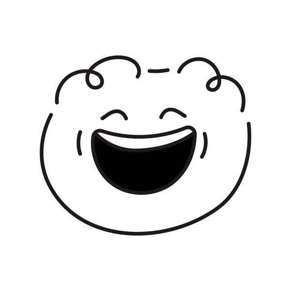Ícone Linha Cor Personagem Engraçado Rodada Verde Mascote Emoções Pictograma — Vetor de Stock