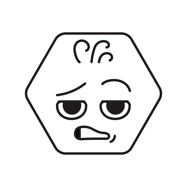 Ícone Linha Cor Laranja Hexagonal Mascote Emoções Pictograma Para Página —  Vetores de Stock