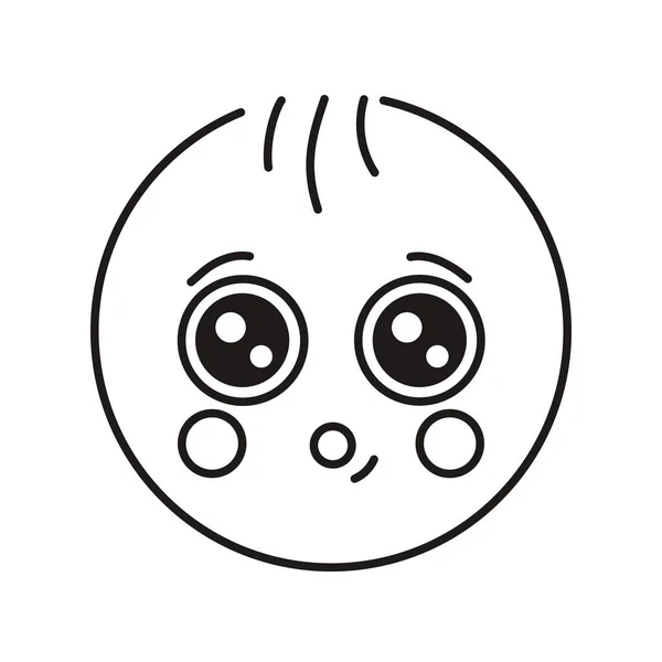 Ícone Linha Cor Personagem Amarelo Redondo Interessado Mascote Emoções Pictograma — Vetor de Stock