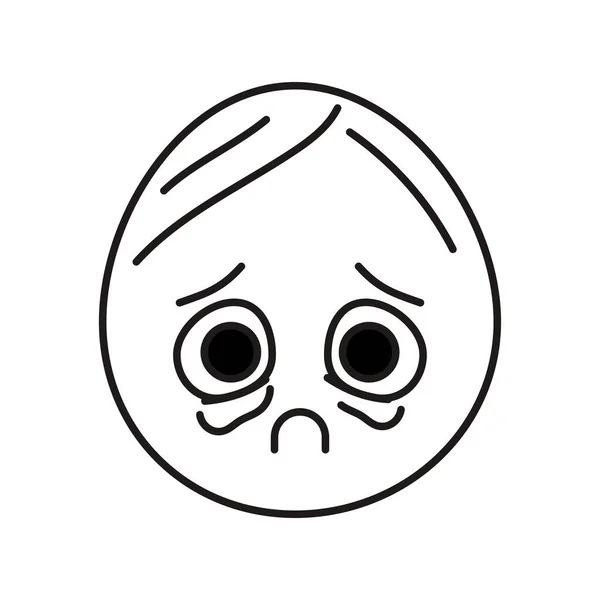 Icono Línea Color Azul Ovalado Llorando Carácter Mascota Emociones Pictograma — Vector de stock