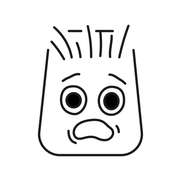 Lila Rechteckige Angst Charakter Farbe Liniensymbol Maskottchen Der Emotionen Piktogramm — Stockvektor