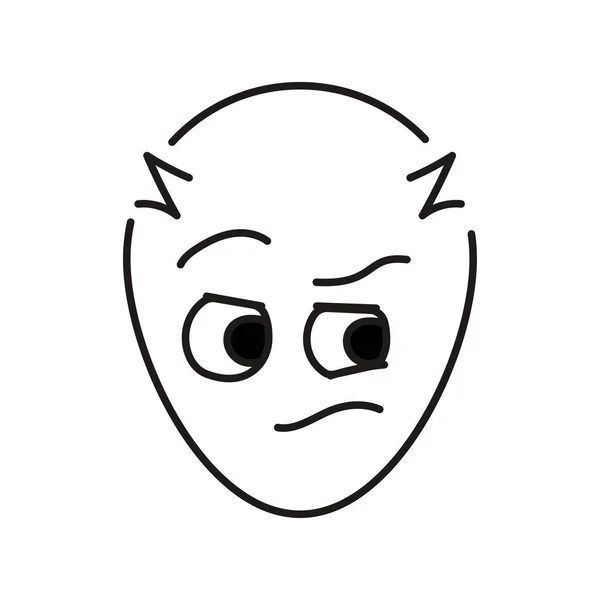 Ícone Linha Cor Personagem Azul Oval Mascote Emoções Pictograma Para — Vetor de Stock