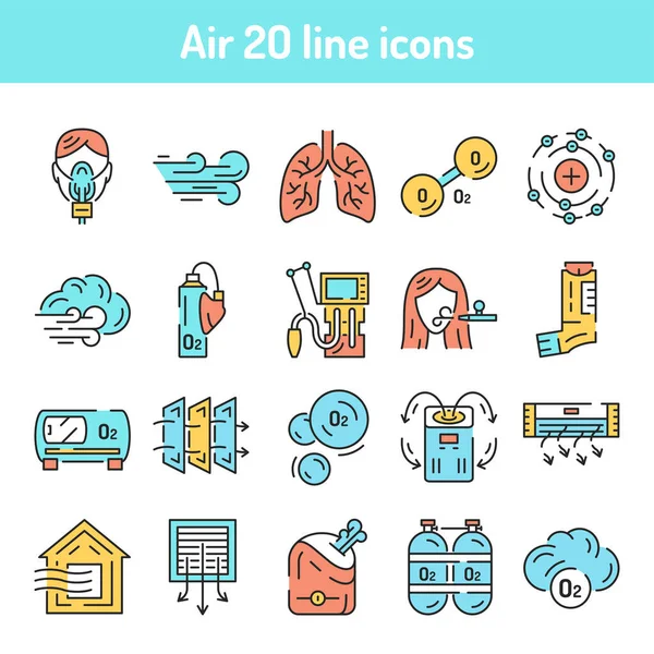 Εικονίδια Γραμμής Χρώματος Αέρα Έτοιμα Εικονογράμματα Για Ιστοσελίδα Mobile App — Φωτογραφία Αρχείου