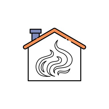 Isıtma evi renk çizgisi simgesi. Web sayfası için piktogram, mobil uygulama, tanıtım. UI UX GUI tasarım elemanı. Düzenlenebilir vuruş.
