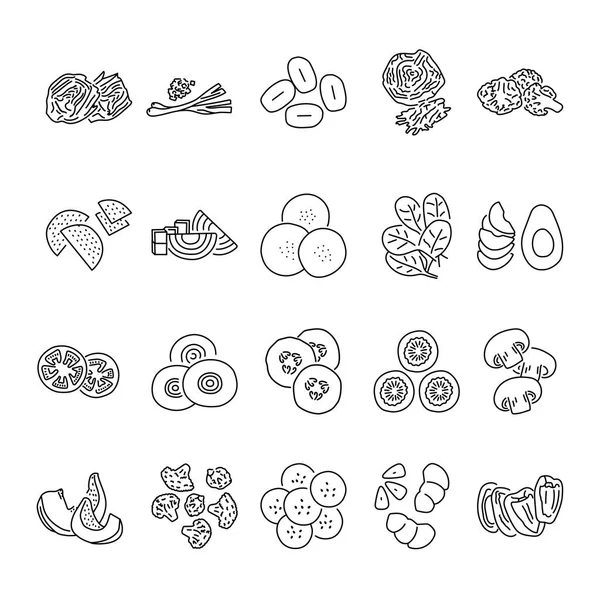 Légumes Icônes Ligne Couleur Ensemble Pictogrammes Pour Page Web Application — Image vectorielle