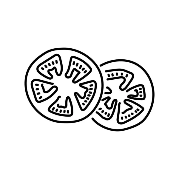 Нарезанный Значок Томатной Цветовой Линии Натуральный Овощ Пиктограмма Веб Страницы — стоковый вектор