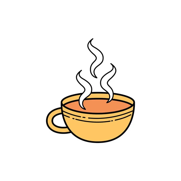 熱いお茶やコーヒーの色のラインアイコンをカップ ウェブページ モバイルアプリ プロモーションのためのPictogram Guiデザイン要素 編集可能なストローク — ストックベクタ