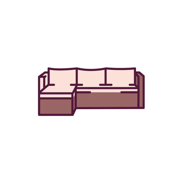 Couch Farbe Linie Symbol Piktogramm Für Webseite Mobile App Promo — Stockvektor