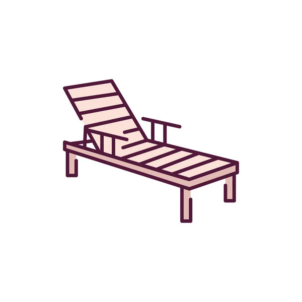 Deck Chaise Lounge Ícone Linha Cor Pictograma Para Página Web — Vetor de Stock