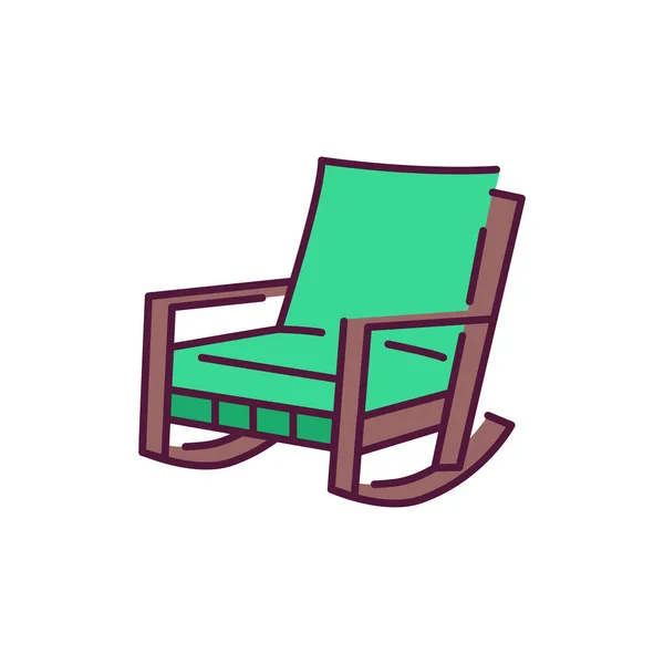 Cadeira Balanço Ícone Linha Cor Pictograma Para Página Web Aplicativo — Vetor de Stock