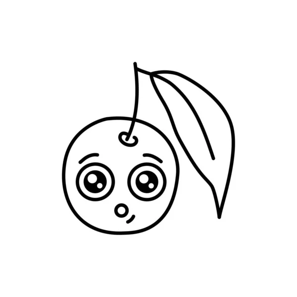 樱桃具有令人感兴趣的色彩线条图标的情感 感情的吉祥物网页 移动应用程序 弹药的象形文字 — 图库矢量图片