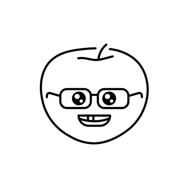 聪明的苹果色线条图标 感情的吉祥物网页 移动应用程序 弹药的象形文字 — 图库矢量图片