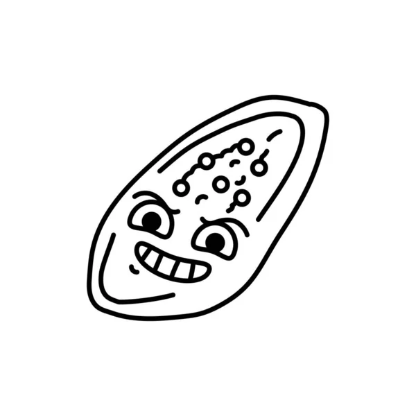 Böse Papaya Farbe Linie Symbol Maskottchen Der Emotionen Piktogramm Für — Stockvektor