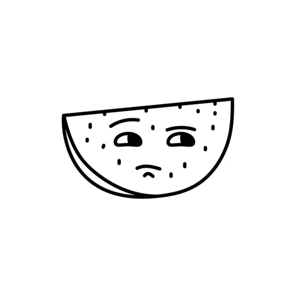 Umfangreiche Wassermelone Farbe Linie Symbol Maskottchen Der Emotionen Piktogramm Für — Stockvektor