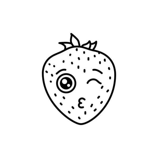 草莓吻彩线图标 感情的吉祥物网页 移动应用程序 弹药的象形文字 — 图库矢量图片