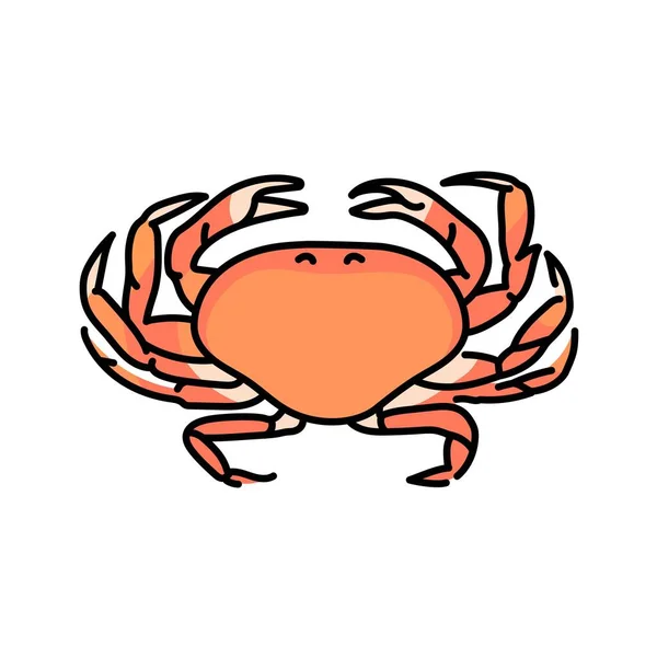 Illustration Ligne Couleur Crabe Poissons Océan — Image vectorielle