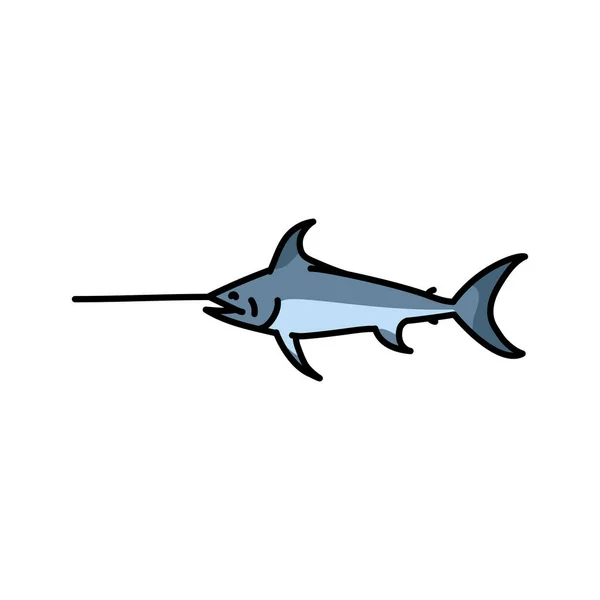 Zwaardvis Kleur Lijn Illustratie Zeevissen — Stockvector