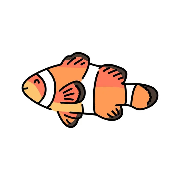 Clown Fisch Farbe Linie Illustration Meeresfische — Stockvektor