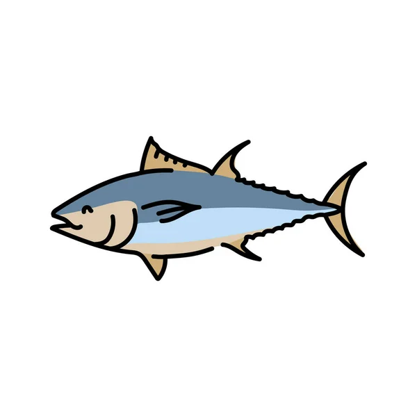 Tonijn Kleurlijn Illustratie Zeevissen — Stockvector