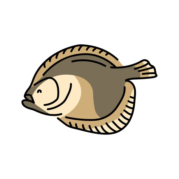 Flounder Color Line Illustration Ocean Fishes — Stock Vector