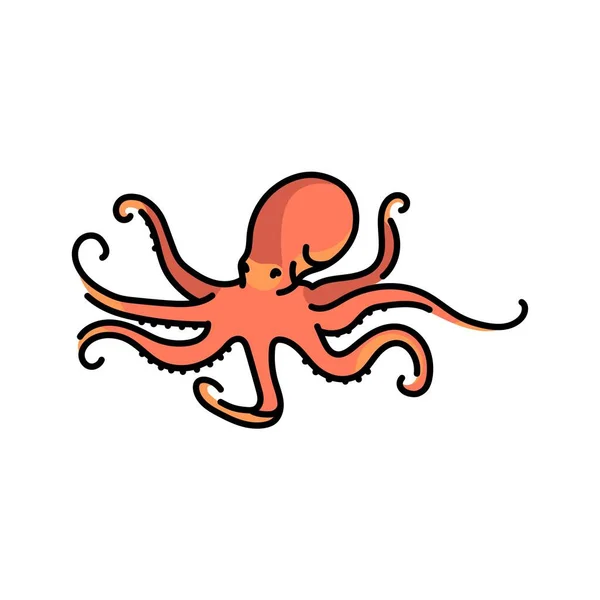 Опис Кольорової Лінії Octopus Морські Риби — стоковий вектор