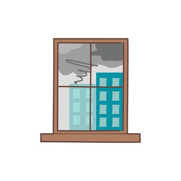 Hurrikan Außerhalb Des Symbols Für Die Fensterfarbe Piktogramm Für Webseite — Stockvektor