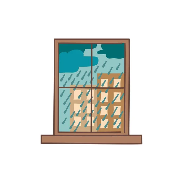 Deštivé Počasí Mimo Ikonu Barevné Čáry Okna Piktogram Pro Webovou — Stockový vektor