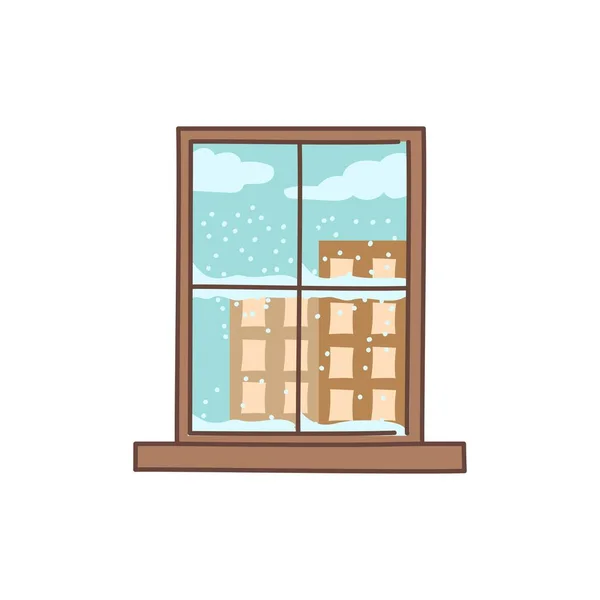 Schnee Außerhalb Des Symbols Für Die Fensterfarbe Piktogramm Für Webseite — Stockvektor