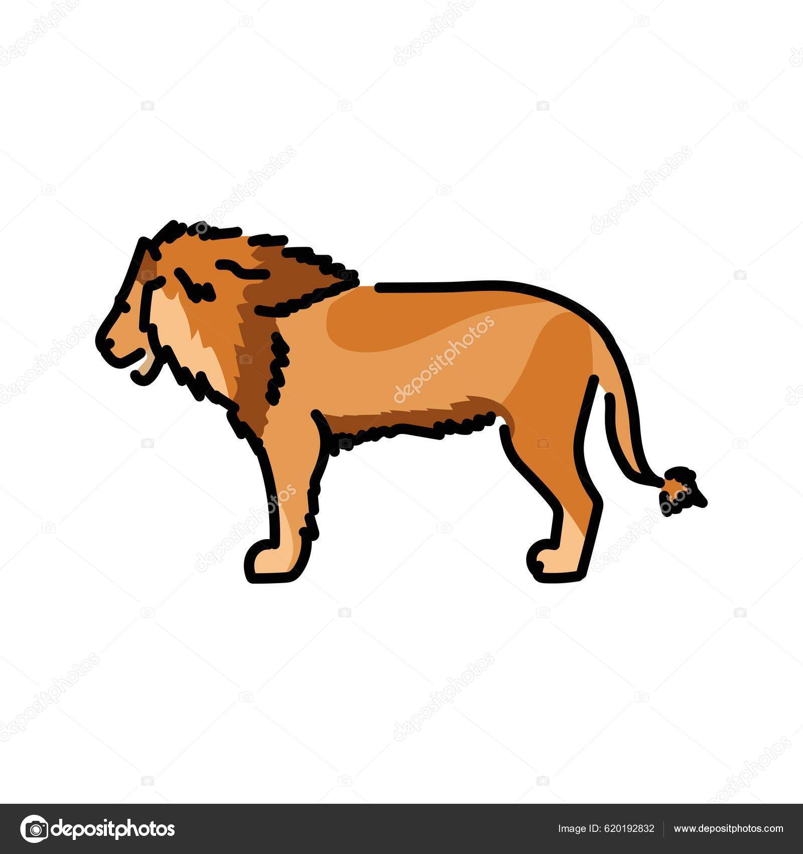 Illustrazione Linea Colori Del Leone Animali D'africa - Vettoriale Stock di  ©ALX1618 620192832