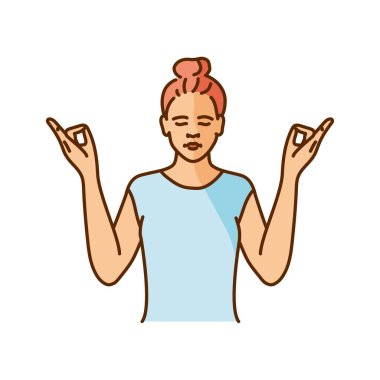 Sakin kız renk çizgisi çizimi. İnsanların Davranışları