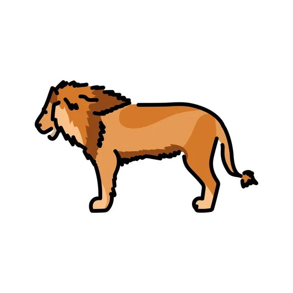 Lion Color Line Illustration Animals Africa — Stock Vector