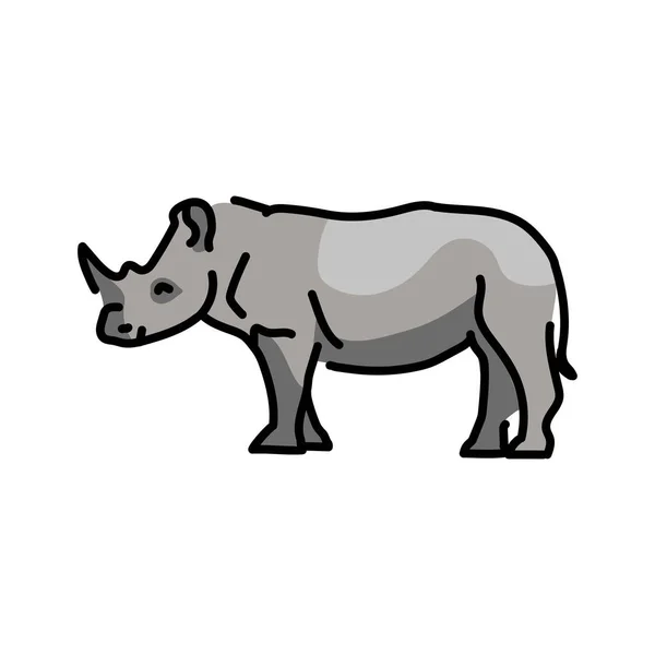 Rinoceronte Ilustração Linha Cores Animais África — Vetor de Stock