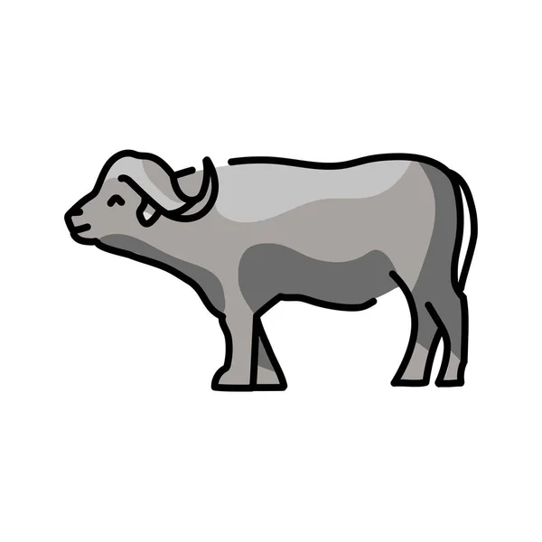 Buffalo Ilustração Linha Cores Animais África —  Vetores de Stock