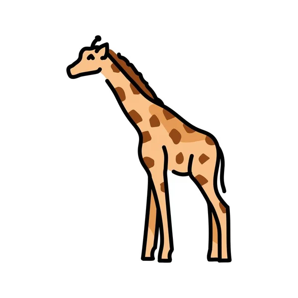 Giraffe Kleur Lijn Illustratie Dieren Van Afrika — Stockvector