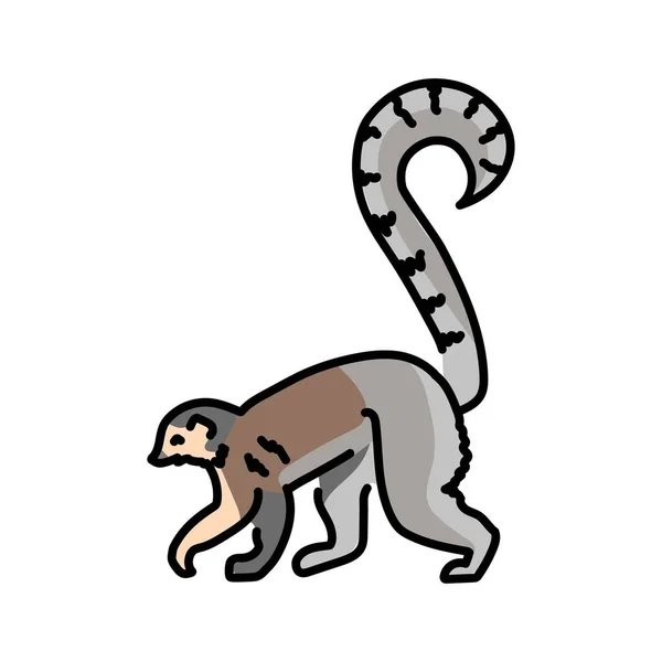 Lemur Ilustração Linha Cor Animais África —  Vetores de Stock