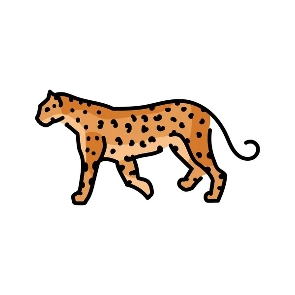 Leopar Renk Çizgisi Çizimi Afrika Hayvanları — Stok Vektör