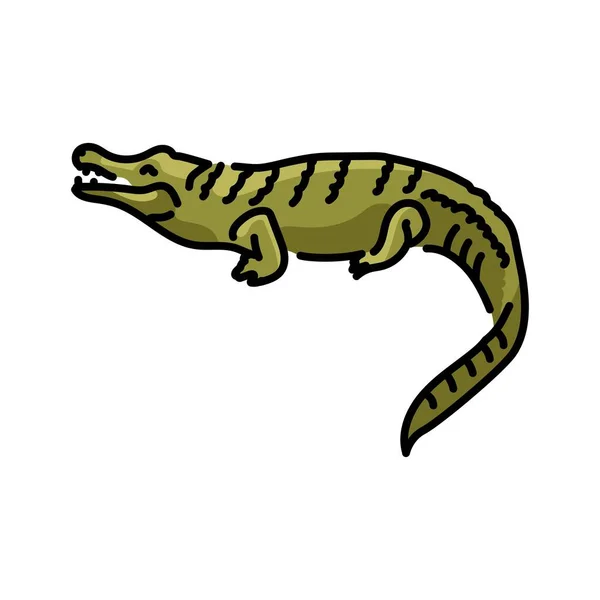 Krokodil Kleur Lijn Illustratie Dieren Van Afrika — Stockvector