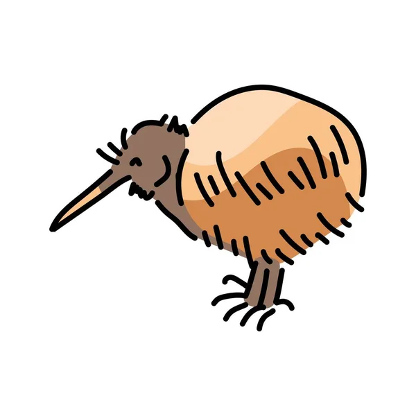 Australian Pássaro Kiwi Cor Linha Ilustração Animais Austrália — Vetor de Stock