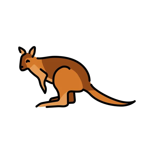 Wallabies Cor Linha Ilustração Animais Austrália — Vetor de Stock