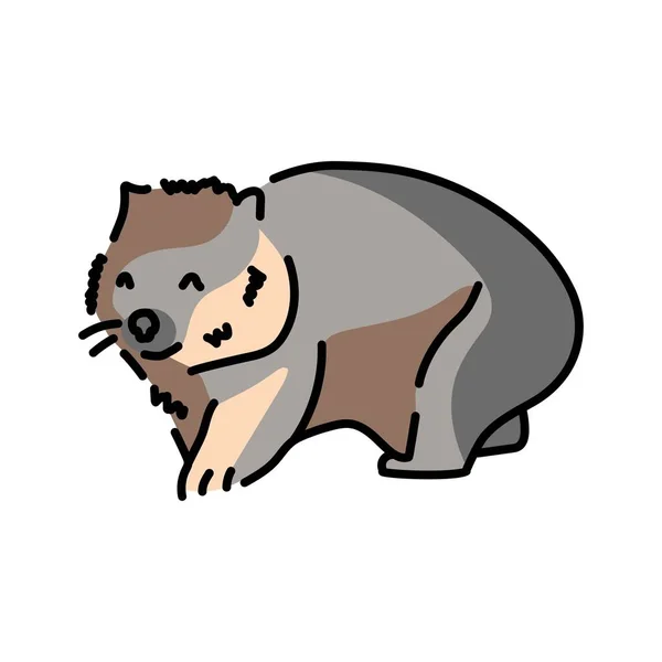 Australian Wombat Color Line Illustration Animales Australia — Vector de stock