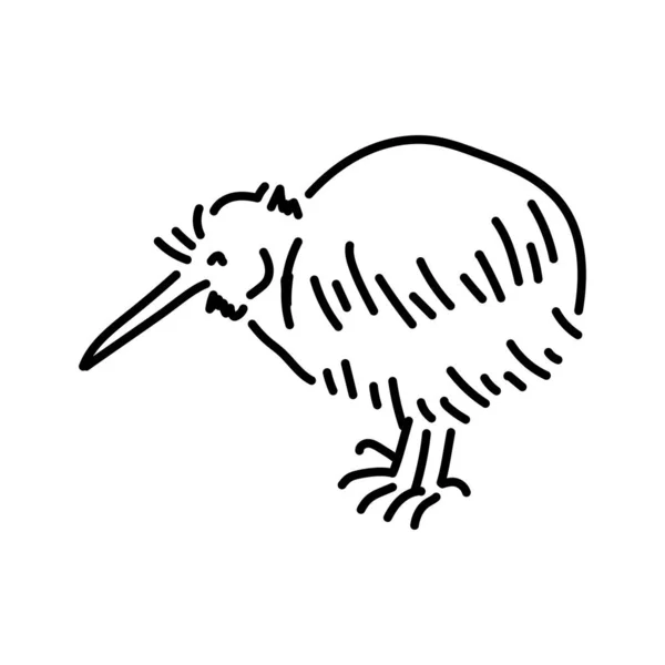Australian Pássaro Kiwi Cor Linha Ilustração Animais Austrália — Vetor de Stock