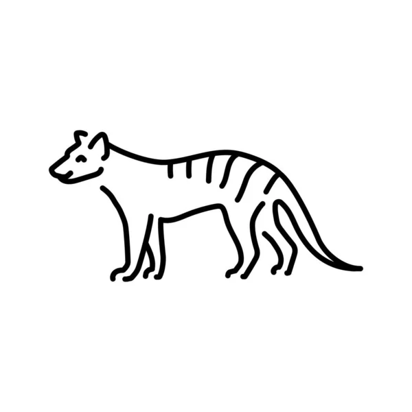 Marsupial Wolf Color Line Illustration Animals Australia — Stock Vector