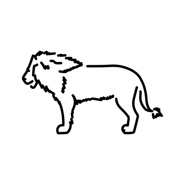 Illustration Ligne Couleur Lion Animaux Afrique — Image vectorielle