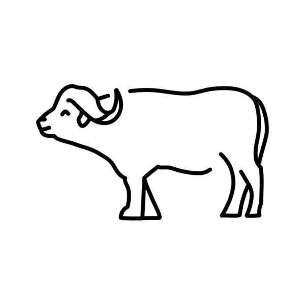 Buffalo Color Line Illustration Tiere Afrikas — Stockvektor