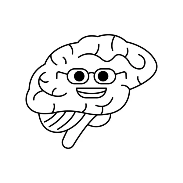 Ícone Linha Cor Cérebro Órgão Humano Mascote Emoções Pictograma Para —  Vetores de Stock