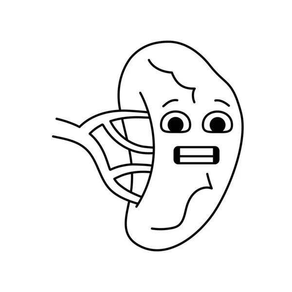 人体器官脾脏彩线图标 感情的吉祥物网页 移动应用程序 弹药的象形文字 — 图库矢量图片