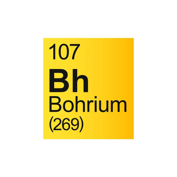 Mendeleev Periodikus Táblázat Bohrium Kémiai Eleme Sárga Alapon — Stock Vector