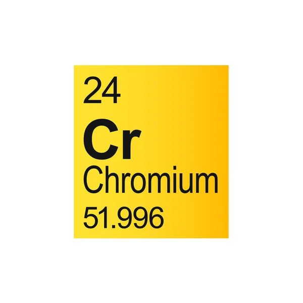 黄色の背景にMendeleev周期表のクロム化学元素 — ストックベクタ