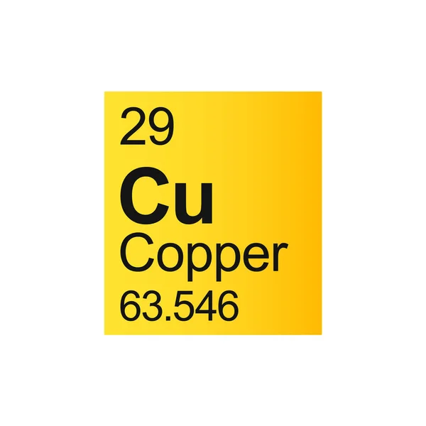 黄底门捷列夫周期表的铜化学元素 — 图库矢量图片