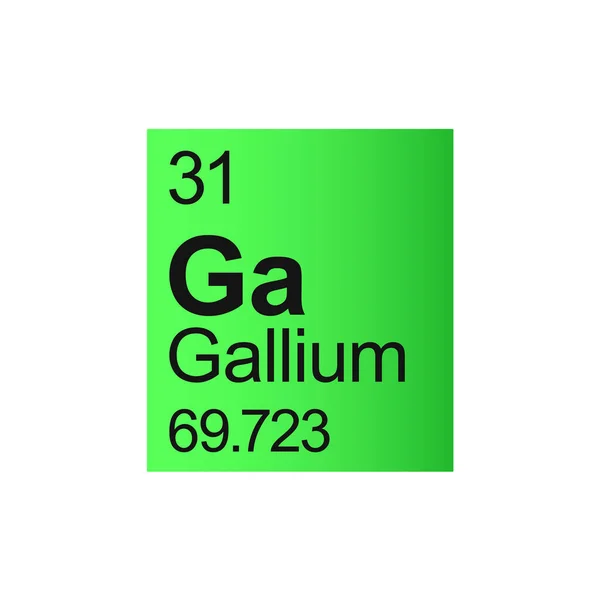 Mendeleev Periódusos Rendszer Gallium Kémiai Eleme Zöld Háttérrel — Stock Vector